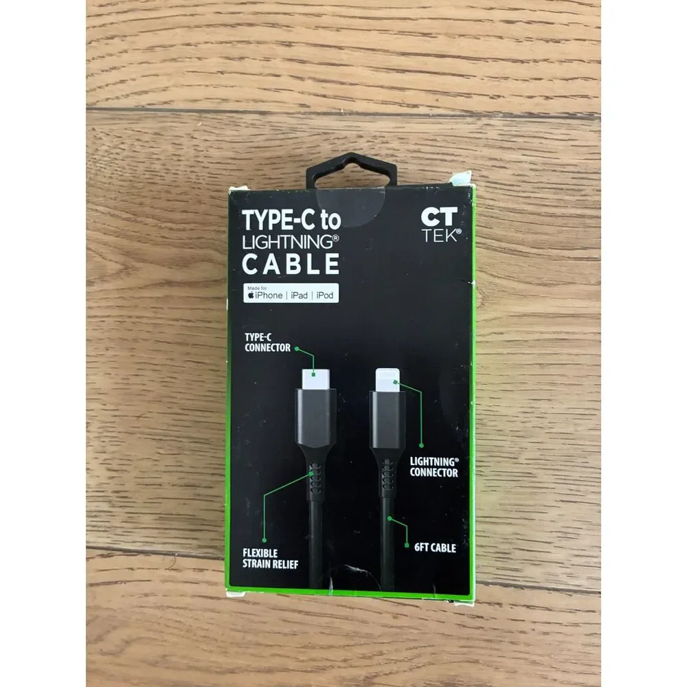 CT Tek Type-C to Lightning Cable 6FT PD Fast Charge iPhone iPad (2 Pack)